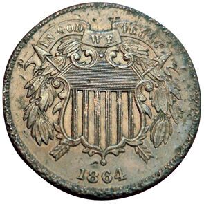 USA. 2 Cents 1864. Philadelphie. Large Motto....