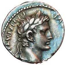 Augustus. 27 B.C. / 14. Denarius. R/ L.CAESARES...