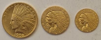 USA. Indian Head $ set: 3coins: $10 Indian...