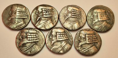 Phraates IV. Lot of 7 various Tetradrachms....