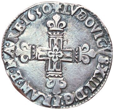 Louis XIII. Quart d'écu 1630 L. Bayonne....