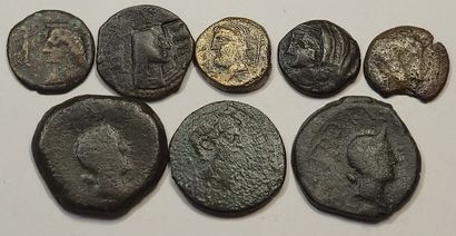 North Africa misc. Lot of 8 bronzes: Hadrematum,...