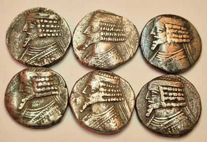 Phraates IV. Lot of 6 various Tetradrachms....
