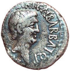 Mark Antony and Octavian. 41 B.C. Denarius....
