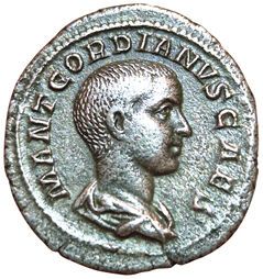 Gordian III. 238-244. Denarius. R/ PIETAS...