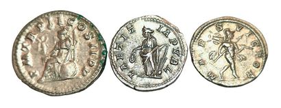 Elagabalus. 218-222: Lot of 3 coins: 2 denarii...