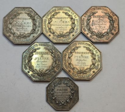 Lot médailles argent: Sté centrale des Chasseurs...