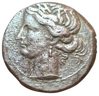 1 ½ Shekel (BI). Circa 220-180 B.C. A/ Head...