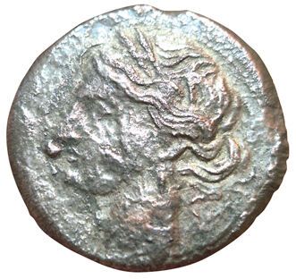 1 ½ Shekel (BI). Circa 220-180 B.C. A/ Head...