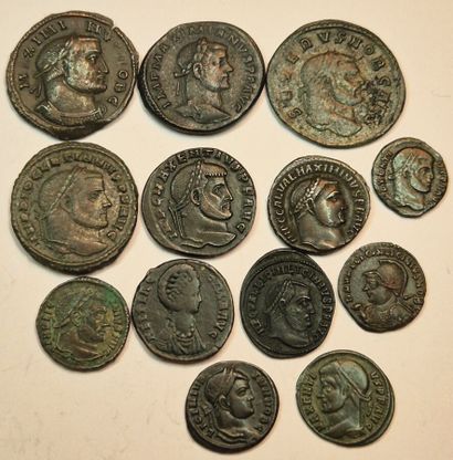 Lot of 13 bronzes: Licinius I and II (4 ex.),...