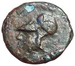 Ithaca. 3rd c. B.C. AE20 / Head of Ulysses...
