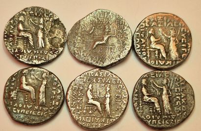 Phraates IV. Lot of 6 various Tetradrachms....