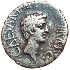 Mark Antony and Octavian. 41 B.C. Denarius....
