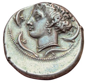 Siculo-Punic Tetradrachm. Circa 330 B.C....