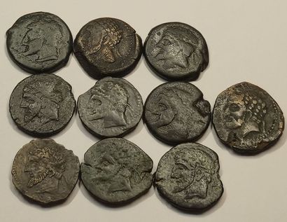 Numidia. Lot of 10 bronzes. Massinissa or...