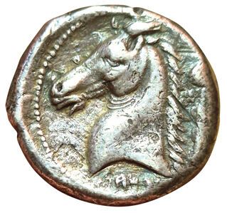 Siculo-Punic Tetradrachm. 300-289 B.C. A/...