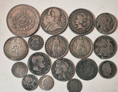 17 different world coins. Most in silver....