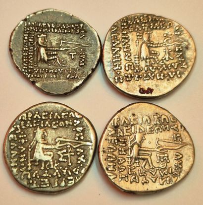Orodes II. Lot of 4 drachmas. Sellw.43.3,...