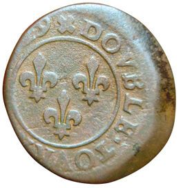 Louis XIII. 1610-1643. Double Tournois 1629...