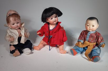 Reunion de 3 bébés caracteres. Les têtes...