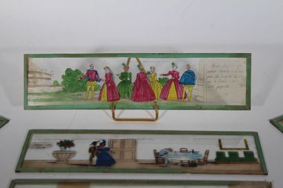 Lot de plaques en verre pour lanternes magiques...