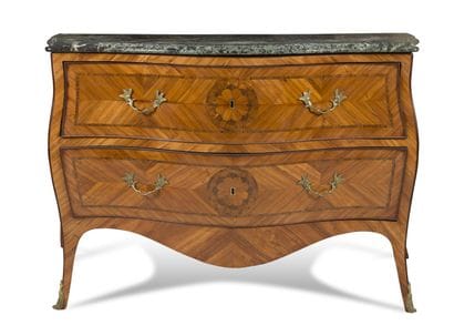 COMMODE EN BOIS DE ROSE ET MARQUETERIE DE...
