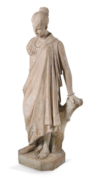 GRANDE FIGURE EN TERRE-CUITE 
représentant...