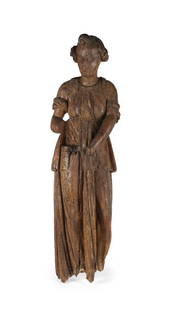 FIGURE EN CHÊNE SCULPTÉ
représentant une...