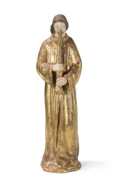FIGURE D'ANGE MUSICIEN
en terre-cuite peinte...