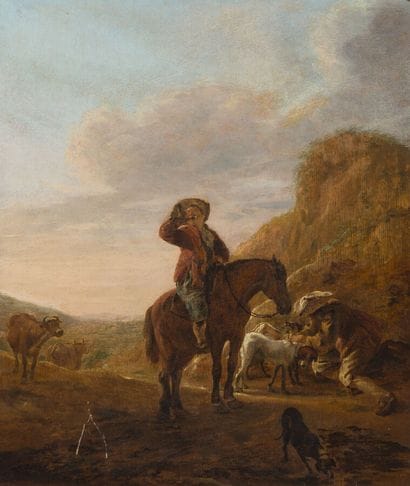 Attribué à Dirk STOOP (1610-1686)
Chasseurs...