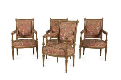 SUITE DE QUATRE FAUTEUILS ET DEUX BERGÈRES...