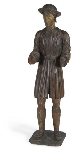 PERSONNAGE EN BOIS PEINT
XVIIe siècle.
H.:...
