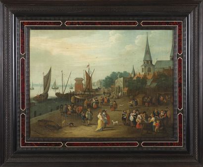 ÉCOLE FLAMANDE VERS 1700
Scène de marché...