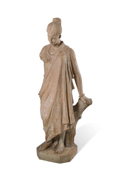 GRANDE FIGURE EN TERRE-CUITE 
représentant...