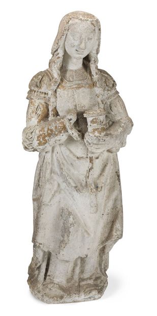 FIGURE DE MARIE-MADELEINE EN PIERRE CALCAIRE
XVIe...