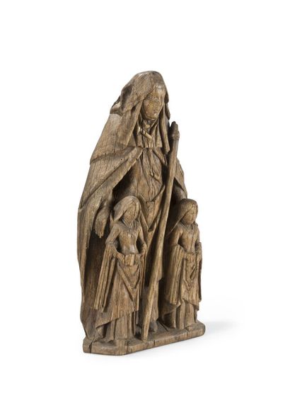 GROUPE EN BOIS SCULPTÉ
Sujet figurant Sainte...