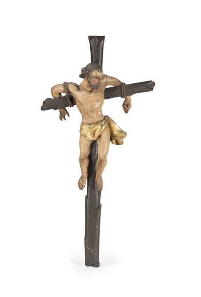 DEUX FIGURES DE LARRON EN BOIS PEINT ET DORÉ
sur...