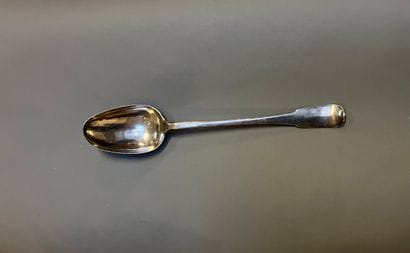Antique silver stew spoon, fillet-and-shell...
