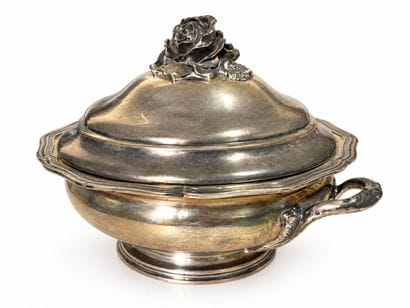 Round silver vegetable dish, Minerve 950,...