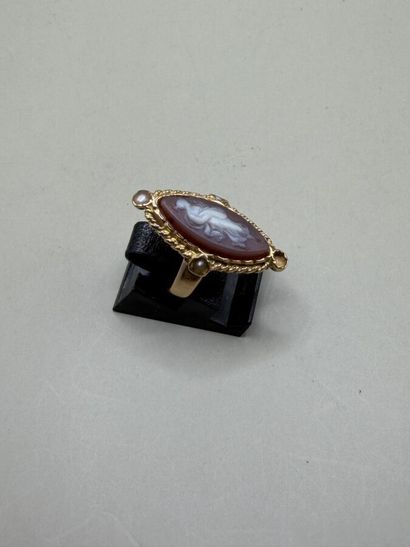 750 mm yellow gold marquise ring set with...