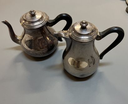 A set of silver plated metal items: a tripod...