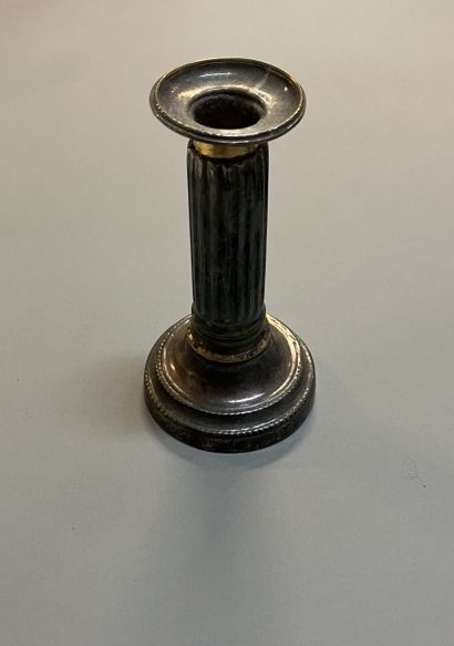 A set of silver plated metal items: a tripod...