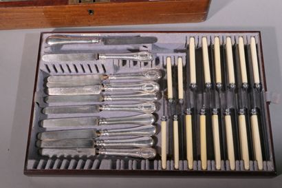 Silver plated cutlery set, ribbon-wrapped...