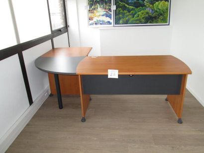 1 bureau d'angle mélaminé bois foncé + 2...