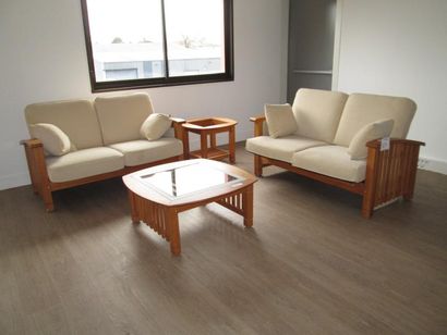 1 salon de jardin en bois exotique comprenant...