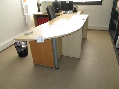 1 bureau d'angle mélaminée bois clair (3...