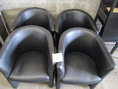 4 fauteuils skaï noir
