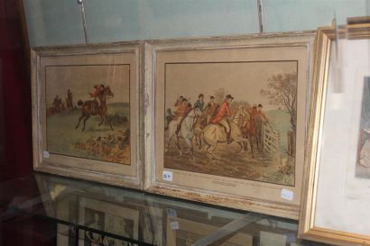 Paire de lithographie anglaise chasse à courre....