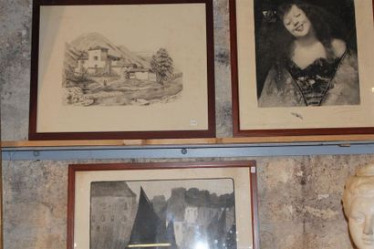 Deux lithographies en noir : 