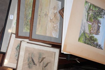 Ensemble d'écoles modernes gouaches et aquarelles...